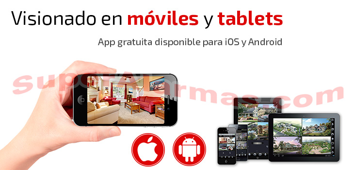 Sistema de videovigilancia compatible con su móvil o tablet