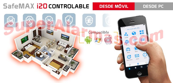 Alarma IP SafeMAX i20 con aplicación móvil para controlarla.