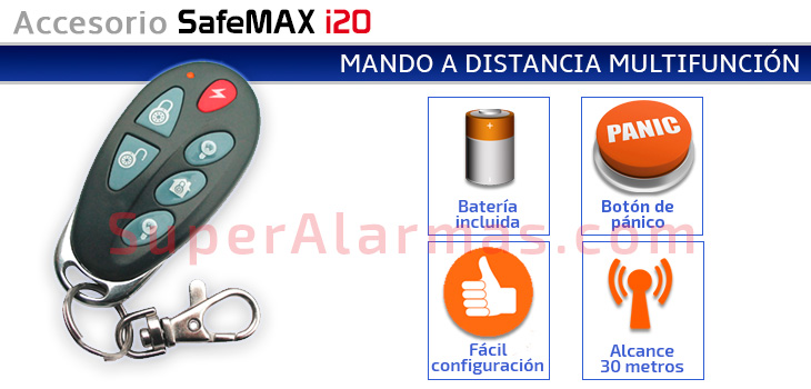 Mando a distancia para armado o desarmado del sistema SafeMAX i20