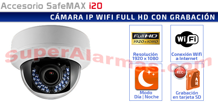 Cámara IP Wifi calidad Full HD con grabación en tarjeta microSD interna.