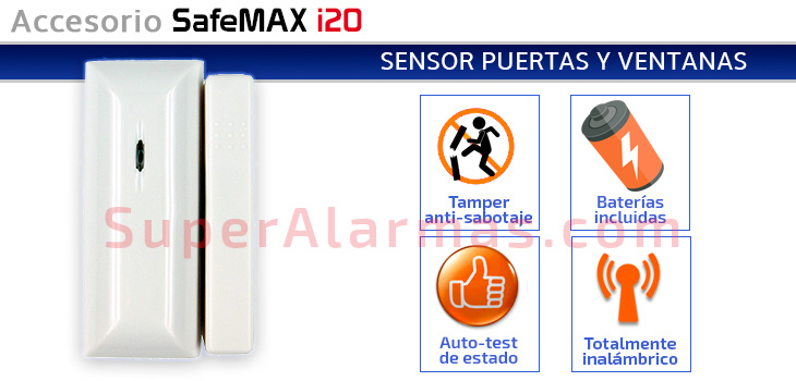 Detector de apertura de puertas o ventanas inalámbrico.