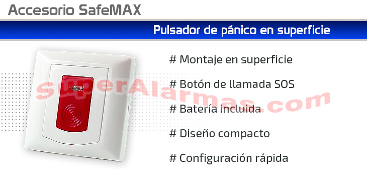 Pulsador de pánico inalámbrico para alarmas SafeMax