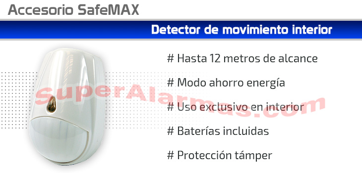 Detector de movimiento inalámbrico para interior alarma SafeMAX