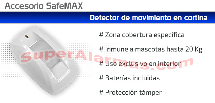 Sensor PIR en cortina de interior para alarmas SafeMax