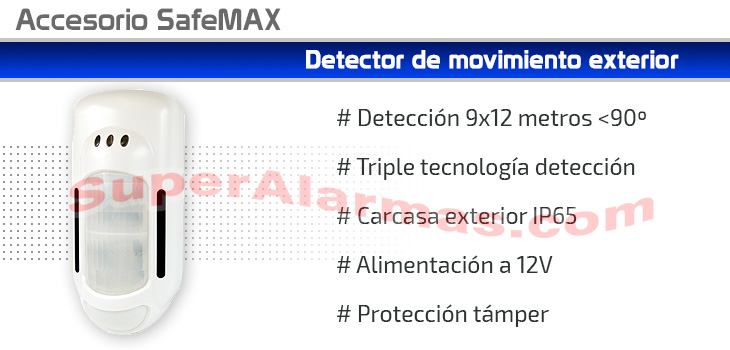 Detector de movimiento exterior alarma SafeMax