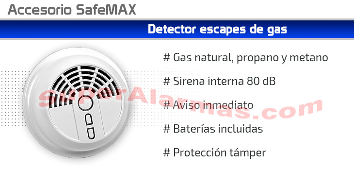 Detector inalámbrico de escapes de gas para viviendas o negocios SafeMax.