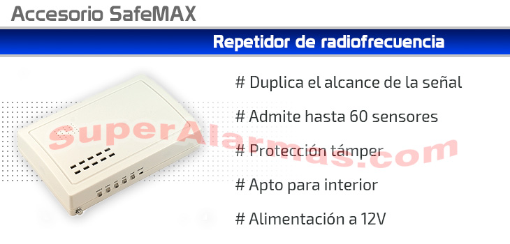 Repetidor de radiofrecuencia para alarmas SafeMax