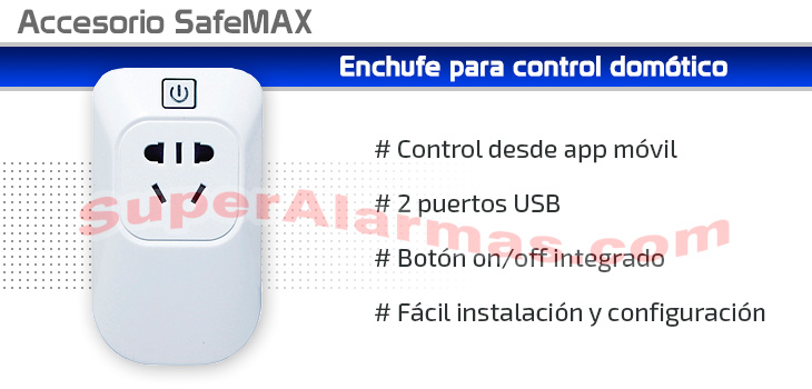 Enchufe para control domótico/smarthome incluido en este kit de alarma SafeMAX i20