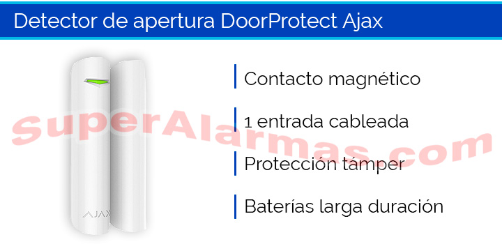 Ajax DoorProtect para puertas o ventanas incluidos en el kit de alarma Hub 2 PLUS