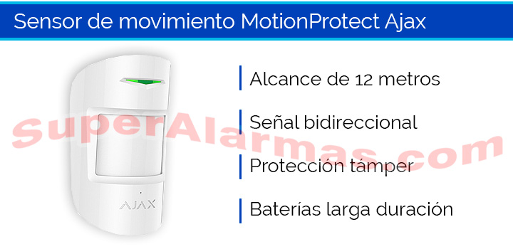 Ajax MotionProtect es un detector de movimiento para interior inalámbrico