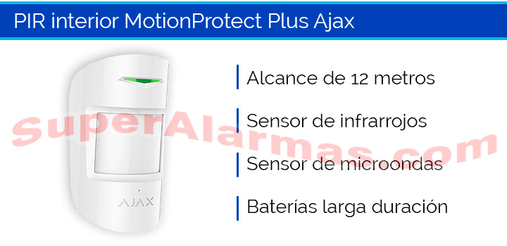 Ajax MotionProtect Plus es un sensor de movimiento con tecnología infrarrojos y microondas