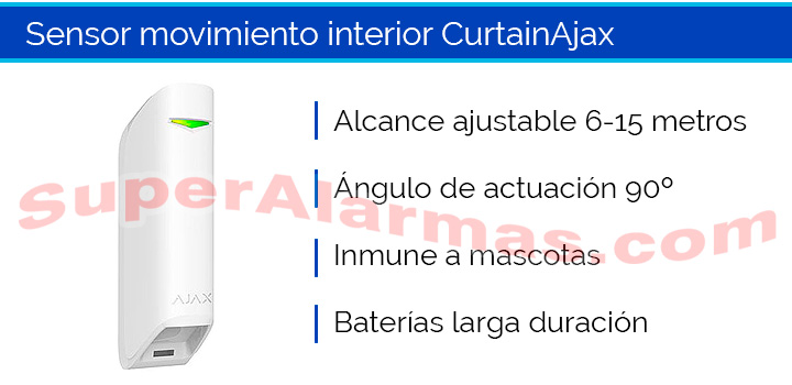 Ajax Courtain es un sensor de movimiento en cortina para interior