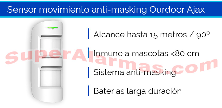 SENSOR DE MOVIMIENTO EXTERIOR ANTI-MASKING AJAX