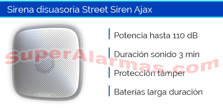 Sirena de exterior inalámbrica para alarma Ajax