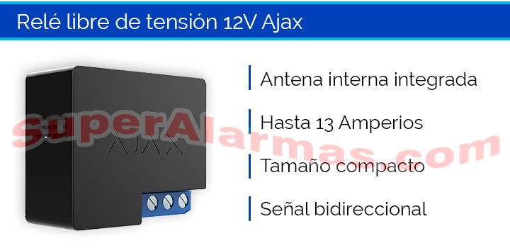 Relé de control domótico para sistema de alarma Ajax.