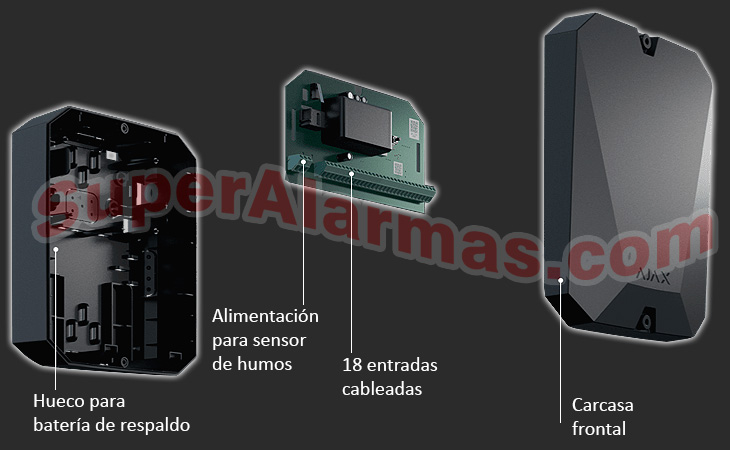 Multi-transmisor Ajax con 18 entradas cableadas y protección anti sabotaje