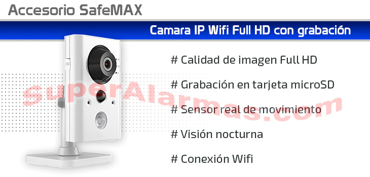 Cámara IP Wifi Full HD con grabación en tarjeta microSD interna.