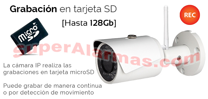 Cámara IP Wifi exterior con grabación en tarjeta. La microSD puede alcanzar los 128 Gb