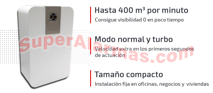 Máquina de humos generador de niebla anti robo.