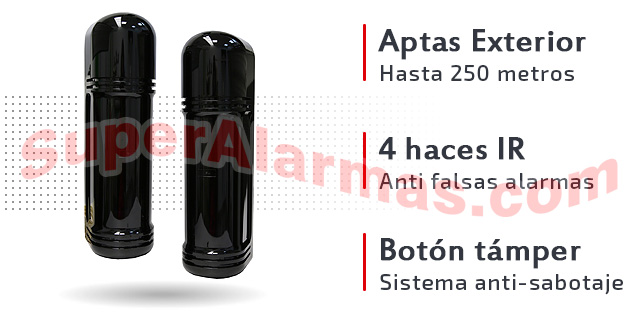 Barrera infrarrojos 200 metros exterior con 4 haces.