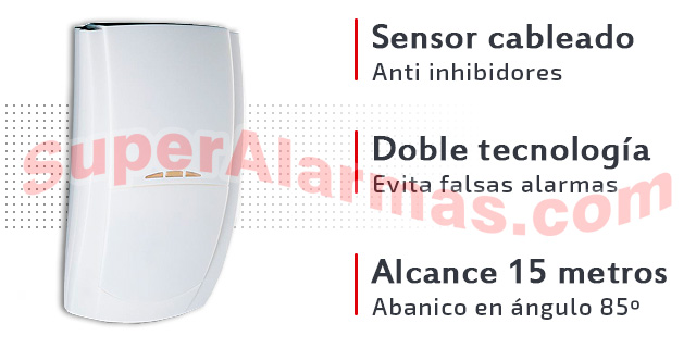 Detector de movimiento cableado con doble tecnología de detección