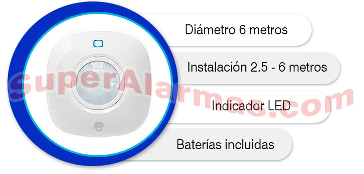 Detector de movimiento para techos 360º alarmas Chuango Pir-700