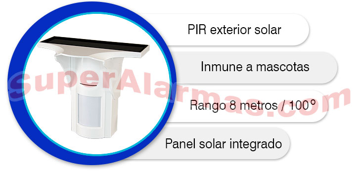 Sensor de movimiento solar totalmente inalámbrico.