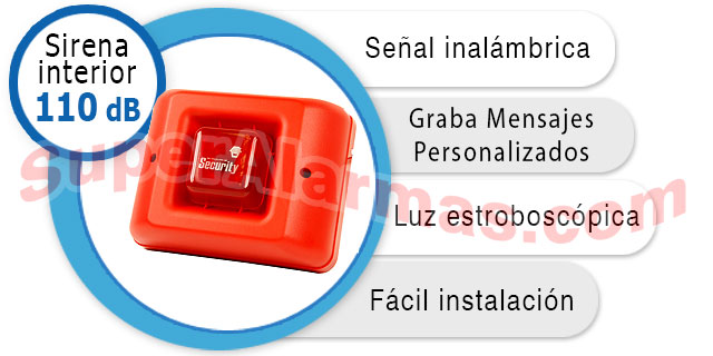 Sirena para interior con grabación de mensajes para alarma Aurora Light y Aurora Touch