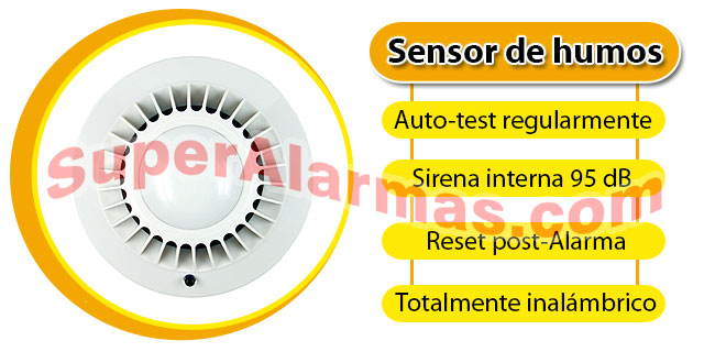 Detector de humos e incendios con sirena interna