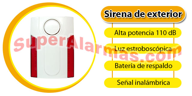 Sirena de exterior de alta potencia y luz disuasoria