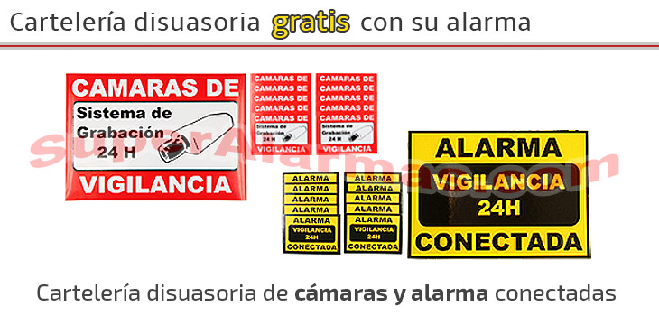 Toda la cartelería disuasoria va de regalo con el kit de alarma Aurora Touch con cámara de grabación