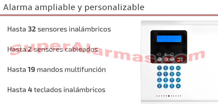 Alarma ampliable en sensores y mandos.