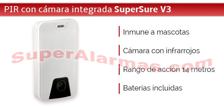Detector PIR con cámara integrada para alarma SuperSure