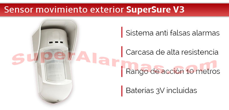 Detector de movimiento para exterior alarma SuperSure