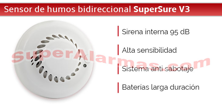 sensor de humos e incendios para alarma SuperSure