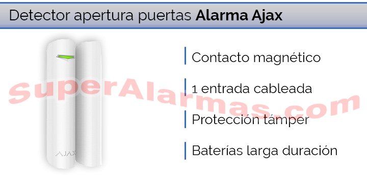 Detector apertura puertas o ventanas compatible con alarma Ajax.