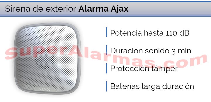 Sirena de exterior AJAX alta potencia y luz LED