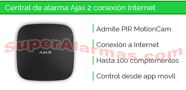Central de alarma Ajax 2 con dual SIM, Ethernet y compatible con MotionCAM