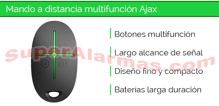 Mando a distancia alarma Ajax con 4 funciones: armado, desarmado, armado parcial y llamada de emergencia