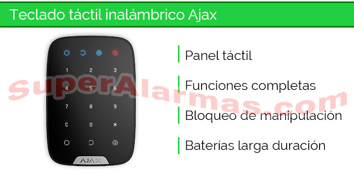Teclado táctil inalámbrico compatible con los sistemas de alarma Ajax