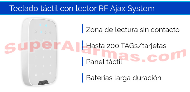 Teclado táctil con zona de lectura de radiofrecuencia alarma Ajax System