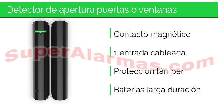 Contacto magnético para la detección de apertura en puertas o ventanas Ajax