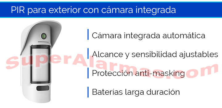 Sensor de movimiento exterior con cámara integrada para videoverificación Ajax.