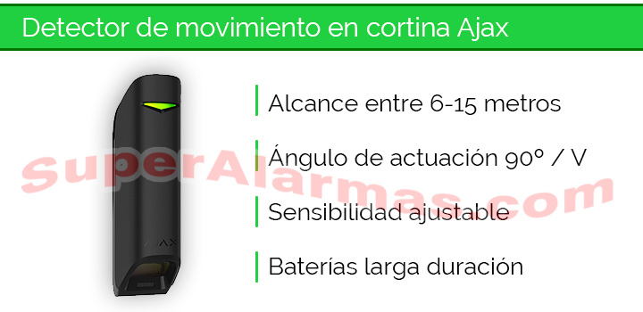 Detector de movimiento en cortina compatible con las alarmas Ajax