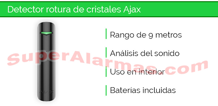 Detector de rotura de cristales para sistemas de alarma Ajax