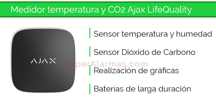 Monitor de temperatura, humedad y CO2 Ajax