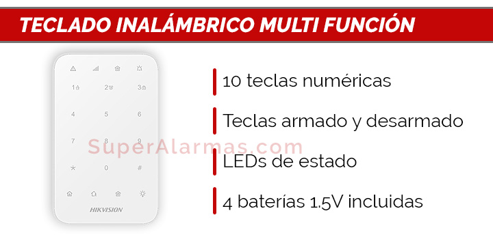Teclado inalámbrico multifunción compatible con la alarma Hikvision AX Pro