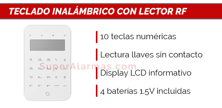 Teclado inalámbrico con zona de lectura sin contacto para AX Pro