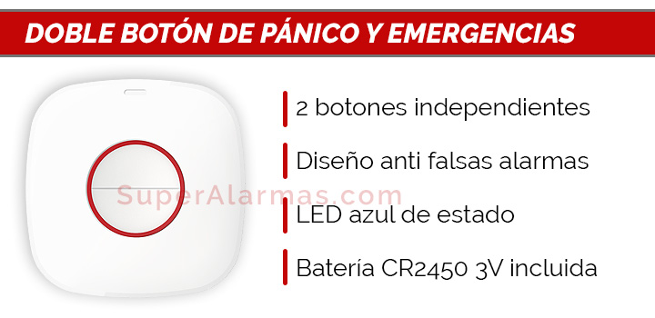 Botón de pánico doble para mayor fiabilidad compatible con Hikvision AX Pro