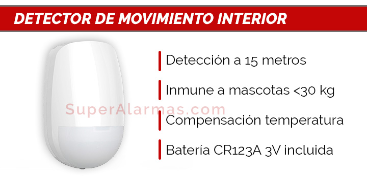 Kit de alarma Deluxe Hikvision AX-Pro 64 con 4 sensores de movimiento para interior. 